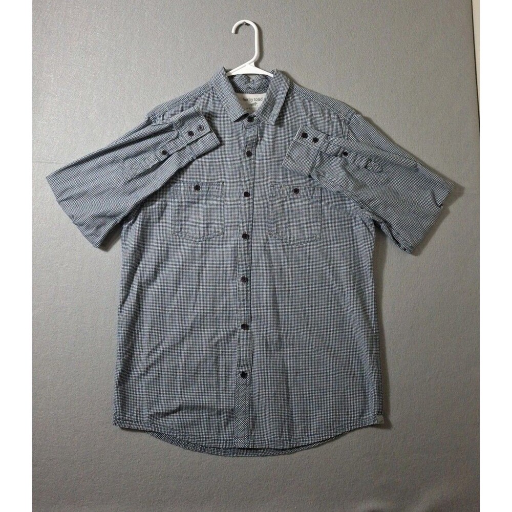 Horny Toad Men's Button Up Shirt Size Medium Plaid Long Sleeve Blue White Check